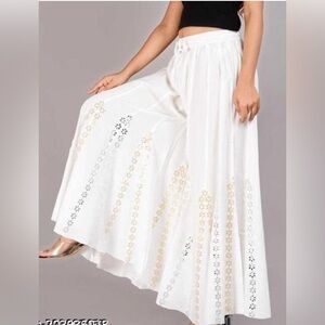 NWT Elegant White plazo pant with Gota foil work #836